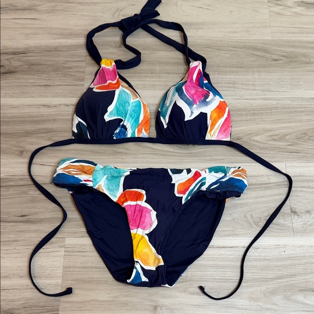 LA Blanca Colorful Floral Bikini Set size 6